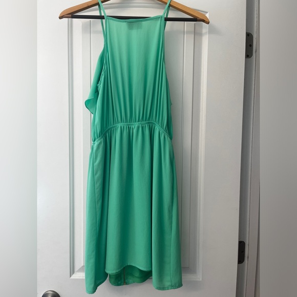 Green Ruffle Zipper Dress- by Moss - Picture 3 of 6